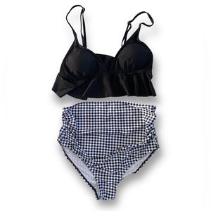 Black and White Gingham Bikini Set